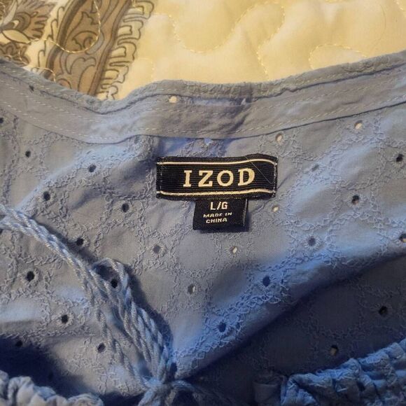 Izod Blue Split Neck Tank Top Women's Size Large - Picture 4 of 6